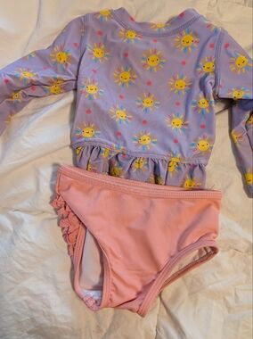 Ruffle Butts Lavender & Pink Sun Print Two-Piece Swim Set